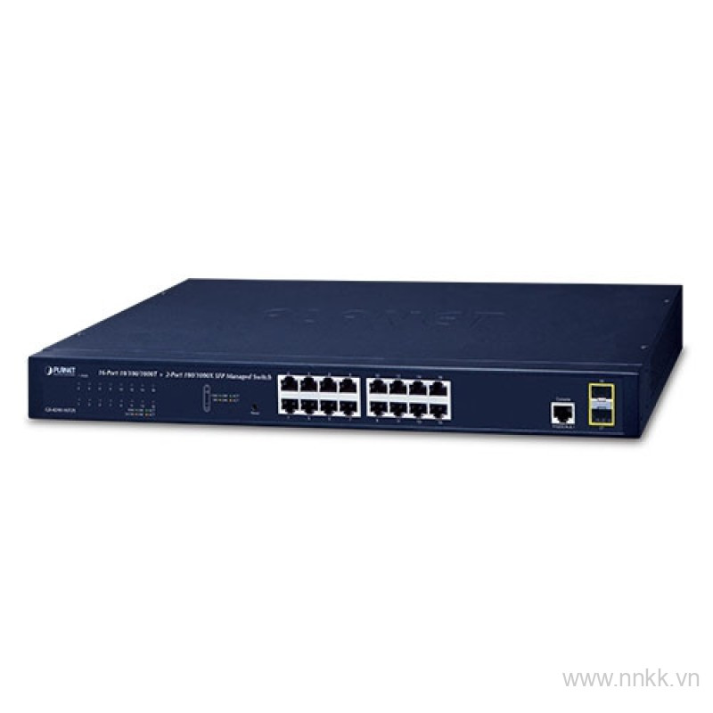 Switch 16 cổng Gigabit PLANET GS-4210-16T2S, 2 SFP Uplink