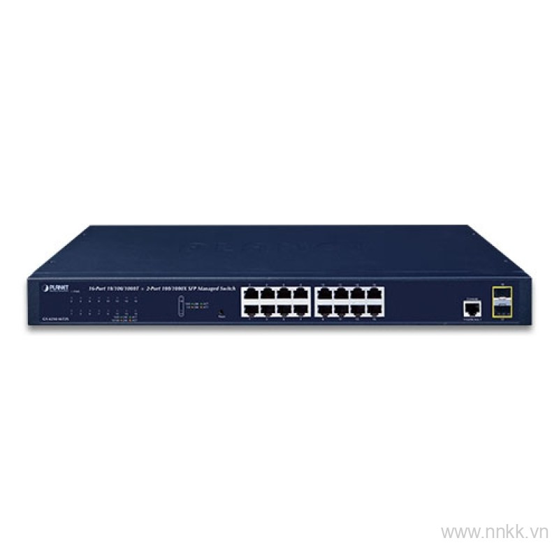 Switch 16 cổng Gigabit PLANET GS-4210-16T2S, 2 SFP Uplink