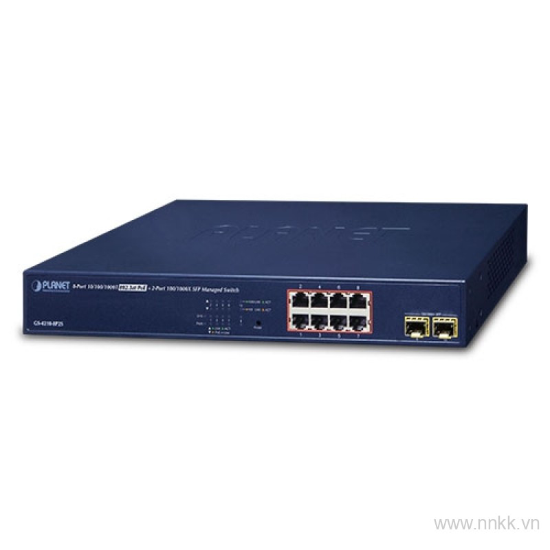 Managed Switch 8 cổng PoE PLANET GS-4210-8P2S