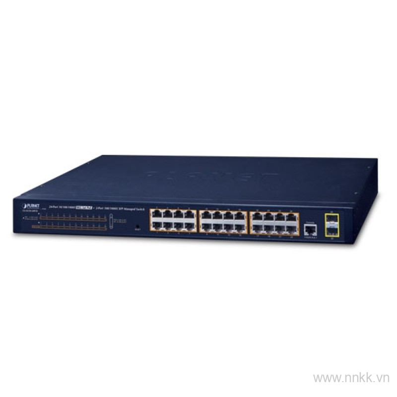 Managed Switch 24 cổng PoE PLANET GS-4210-24P2S, L2, 24Port PoE, 2SFP