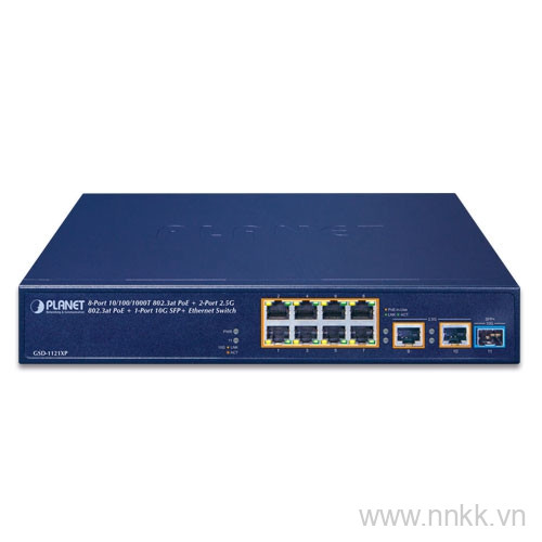 Switch PoE PLANET GSD-1121XP, 8PoE GE + 2SFP+, 120W Unmanaged 