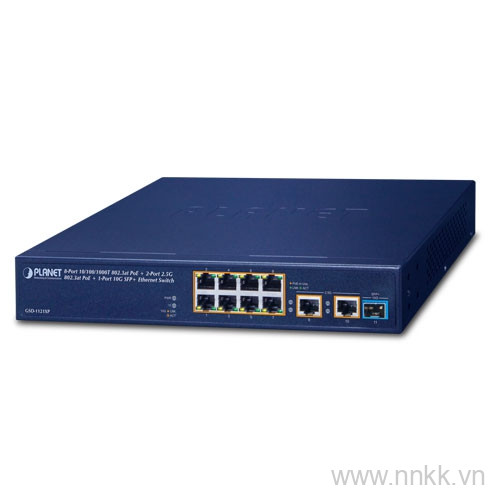 Switch PoE PLANET GSD-1121XP, 8PoE GE + 2SFP+, 120W Unmanaged 