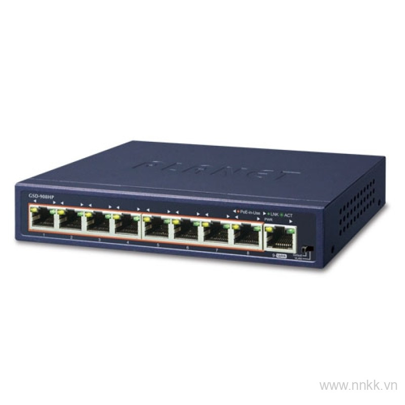 Switch PoE Planet GSD-908HP, 8 cổng Gigabit PoE + 1 cổng G Uplink