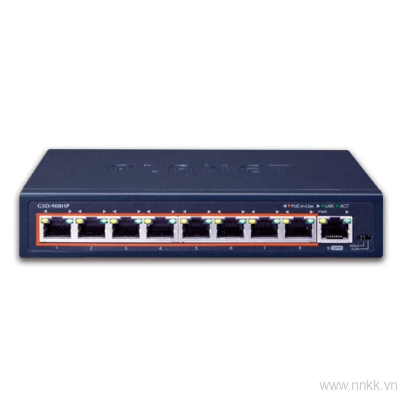 Switch PoE Planet GSD-908HP, 8 cổng Gigabit PoE + 1 cổng G Uplink