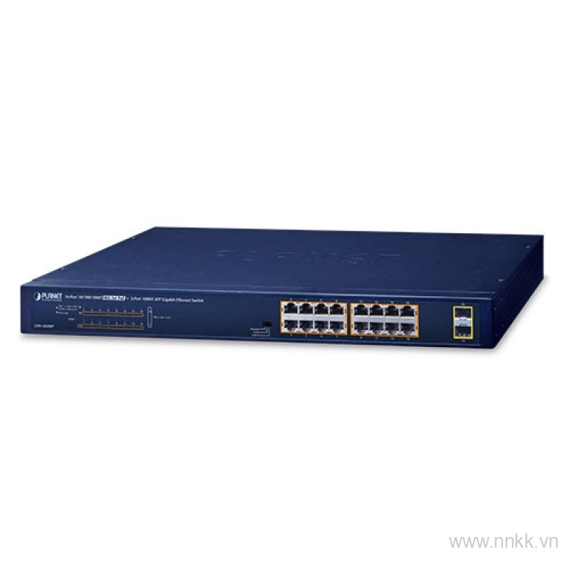 Switch PLANET GSW-1820HP 16-Port 1000T 802.3at PoE + 2-Port 1000X SFP Ethernet Switch (240W PoE Budget, Standard/VLAN/Extend mode)