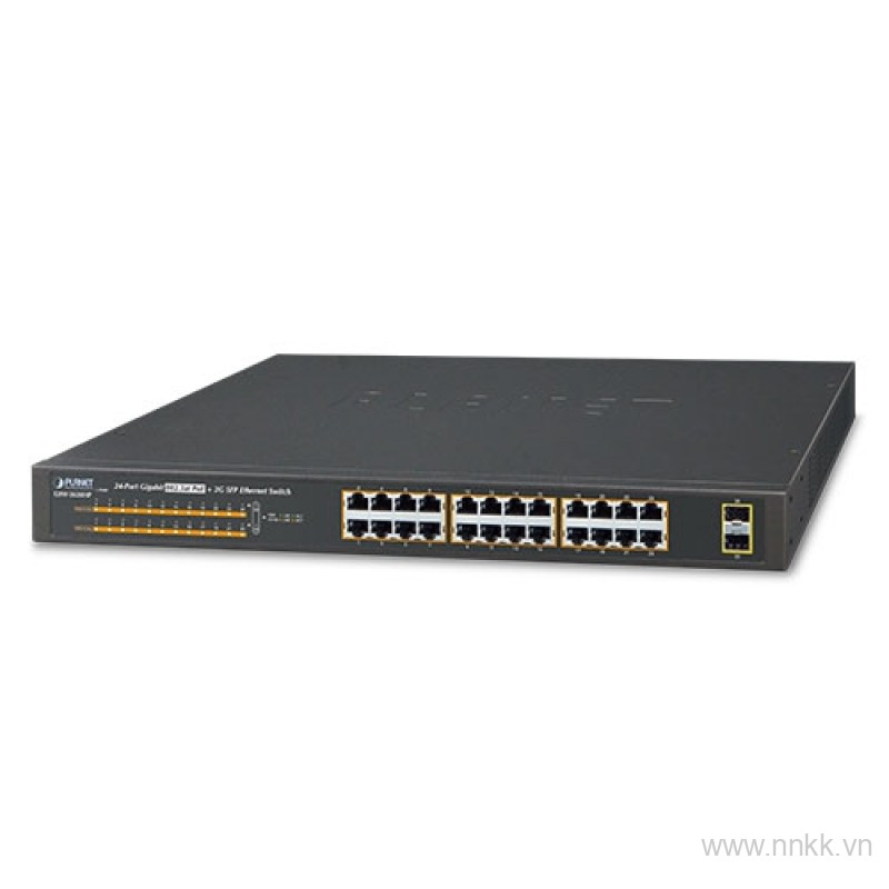 Switch PLANET  GSW-2620HP 19 inch 24-Port 1000T 802.3at POE + 2-Port 1000X SFP Unmanaged Gigabit Ethernet Switch (240W)