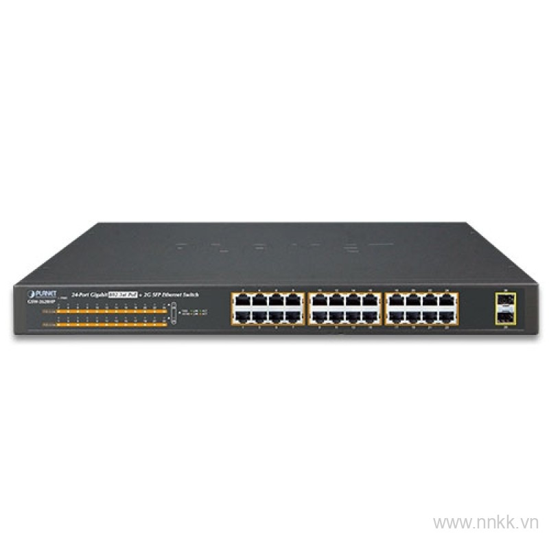 Switch PLANET  GSW-2620HP 19 inch 24-Port 1000T 802.3at POE + 2-Port 1000X SFP Unmanaged Gigabit Ethernet Switch (240W)