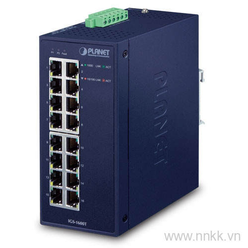 Switch công nghiệp Planet IGS-1600T, 16 Port Gigabit