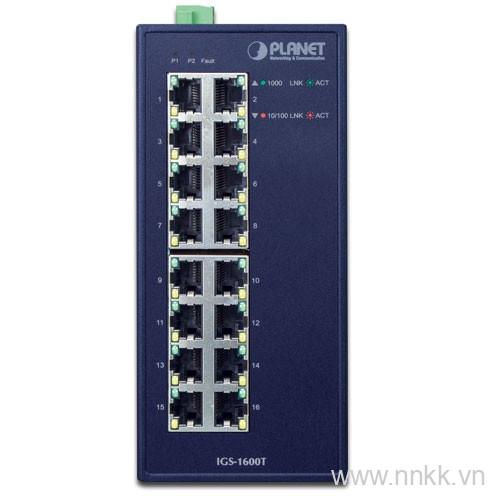 Switch công nghiệp Planet IGS-1600T, 16 Port Gigabit