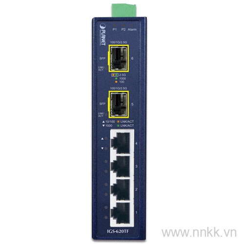 Switch công nghiệp Planet IGS-620TF, 4 Port Gigabit +2 SFP 