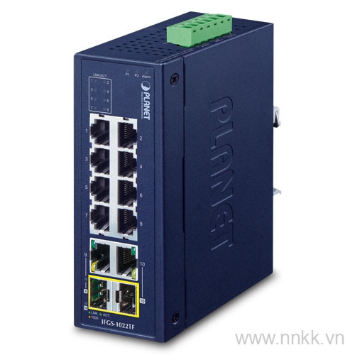 Switch công nghiệp Planet IFGS-1022TF, 8 cổng