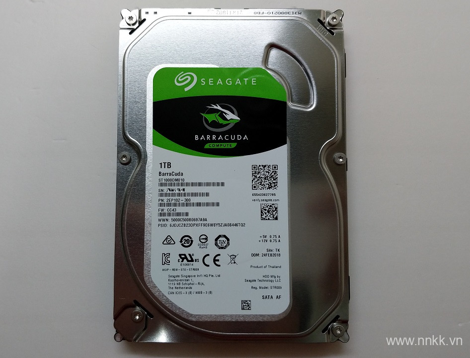 Ổ cứng HDD 3.5" PC SEAGATE BarraCuda 1TB SATA 7200RPM 64MB 