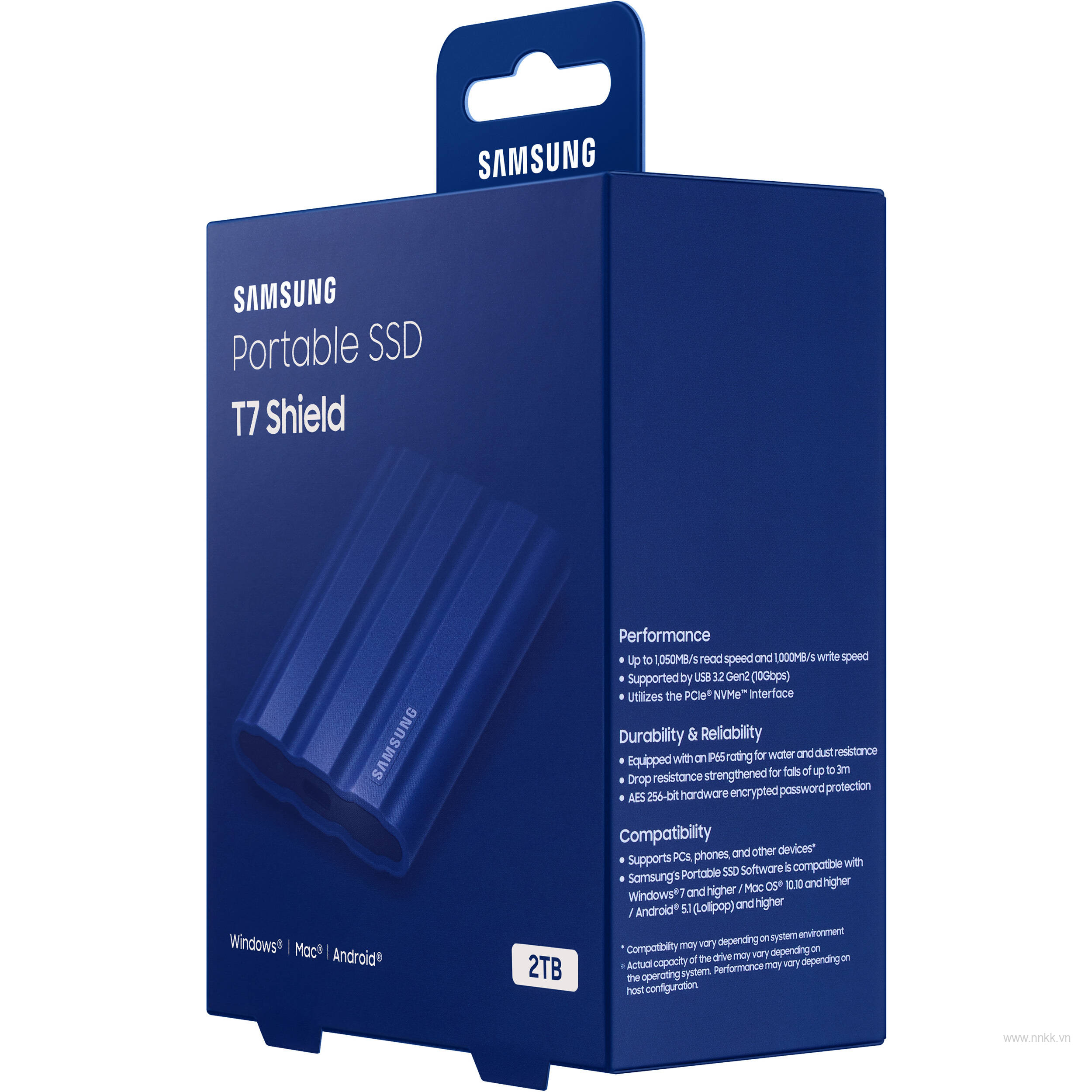 Ổ cứng di động SSD SamSung T7 Shield  2TB, Màu xanh 