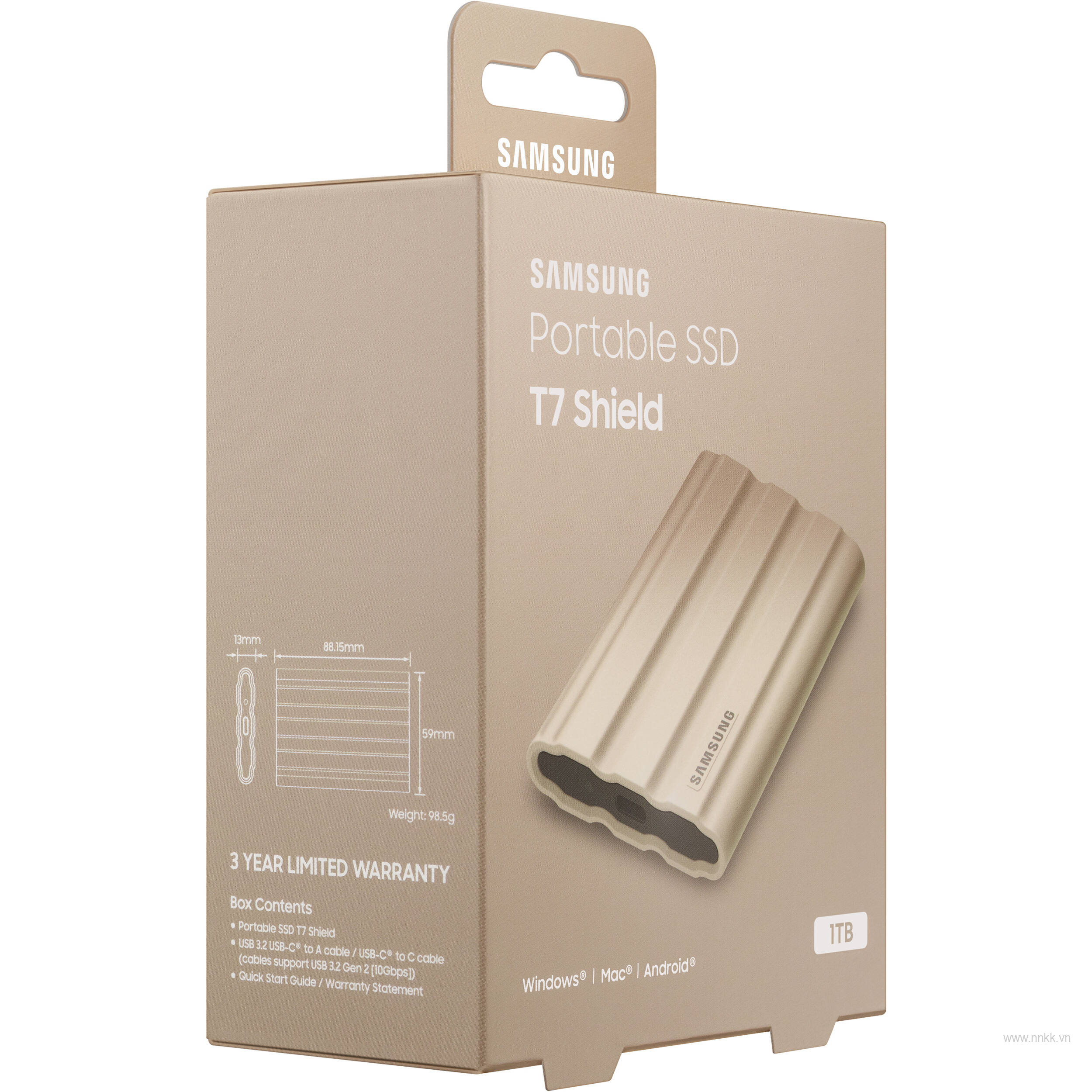 Ổ cứng di động SSD SamSung T7 Shield  1TB, Màu xám Beige 