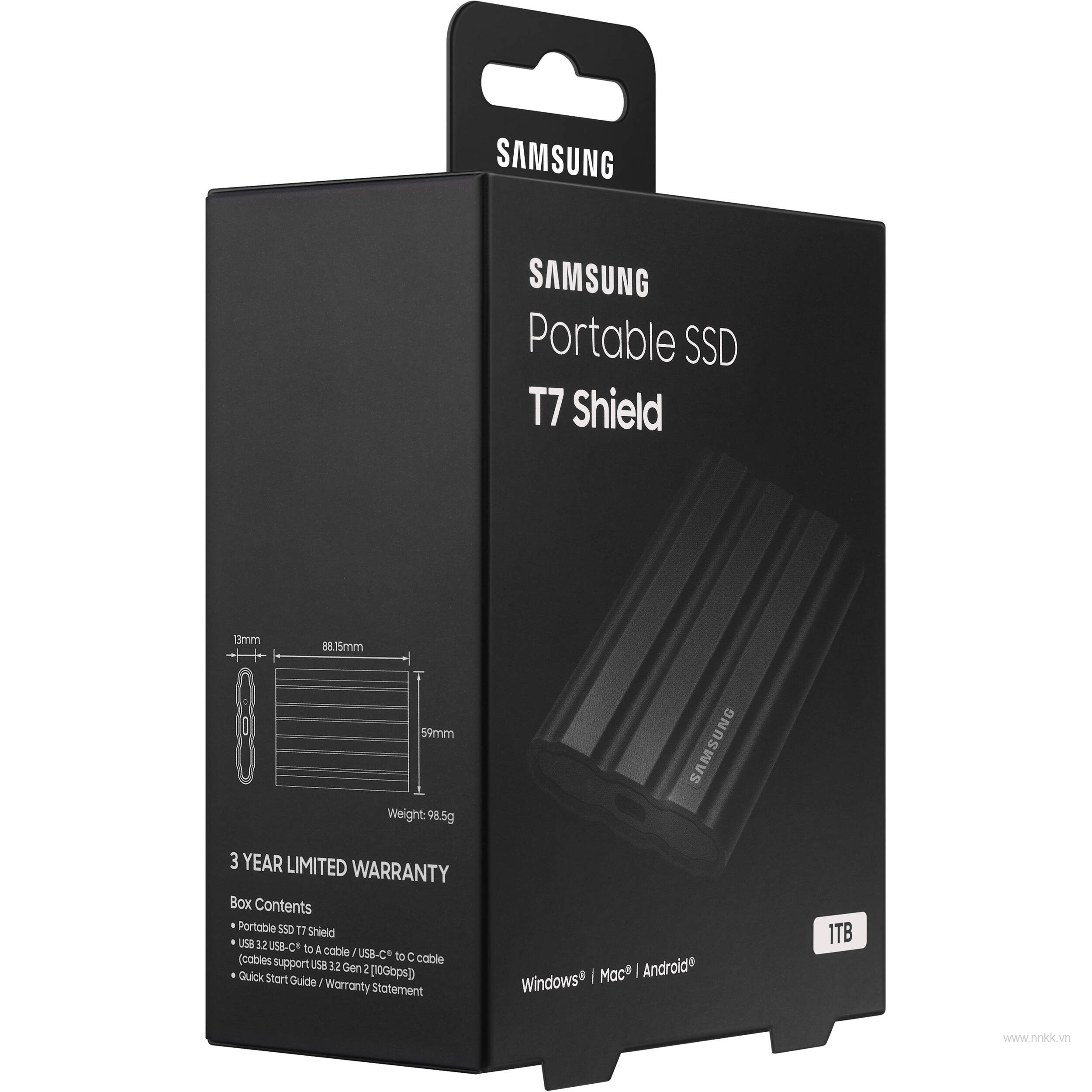 Ổ cứng di động SSD 1TB  SamSung T7 Shield , Màu đen