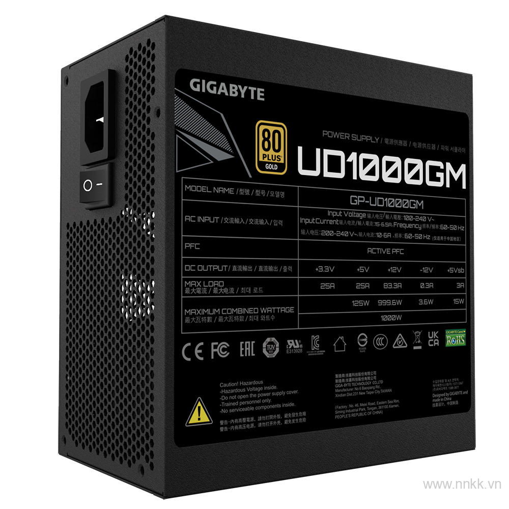 Nguồn máy tính GIGABYTE UD1000GM, công suất 1000W