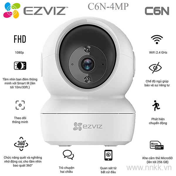 Camera Wifi  EZVIZ C6N 4MP quay quét thông minh