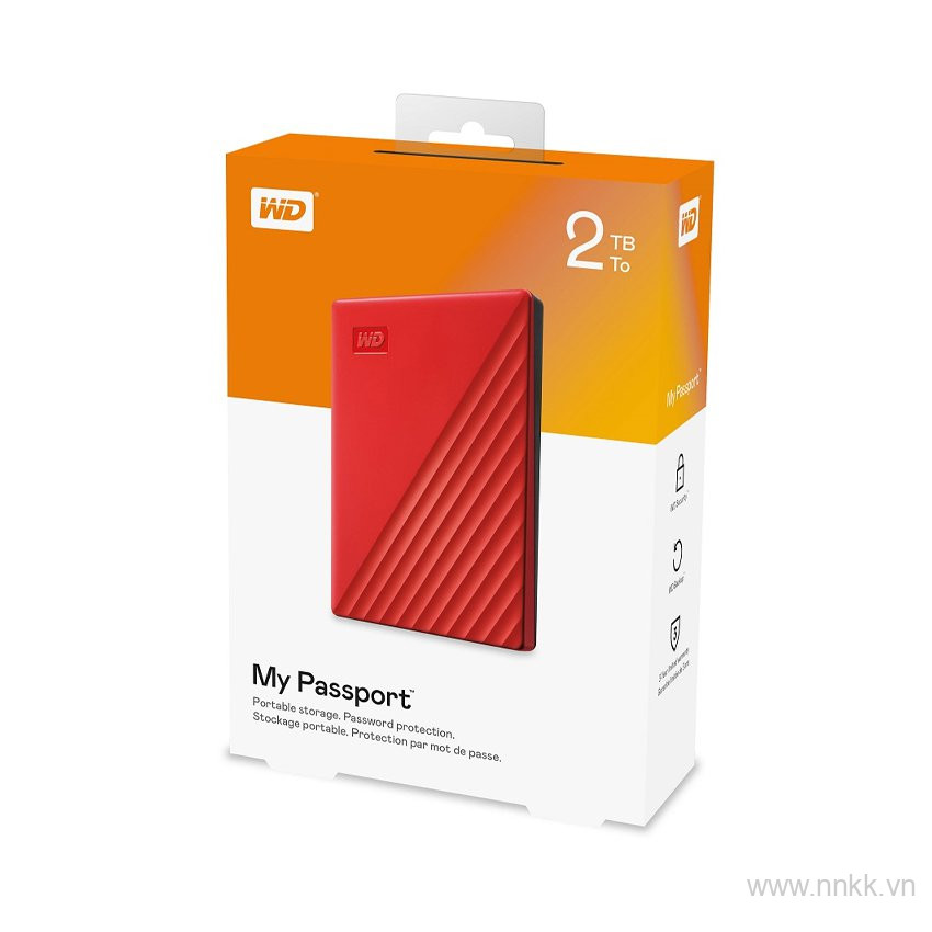 Ổ cứng di động WD My Passport 2TB, màu đỏ