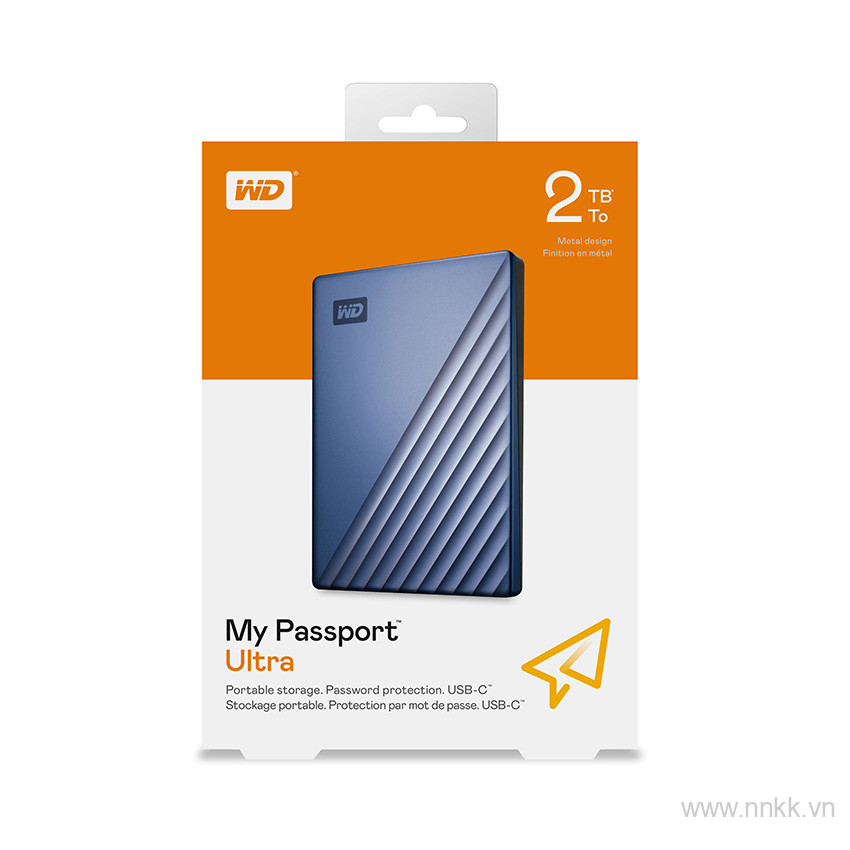Ổ cứng di động WD My Passport Ultra 2TB, màu xanh