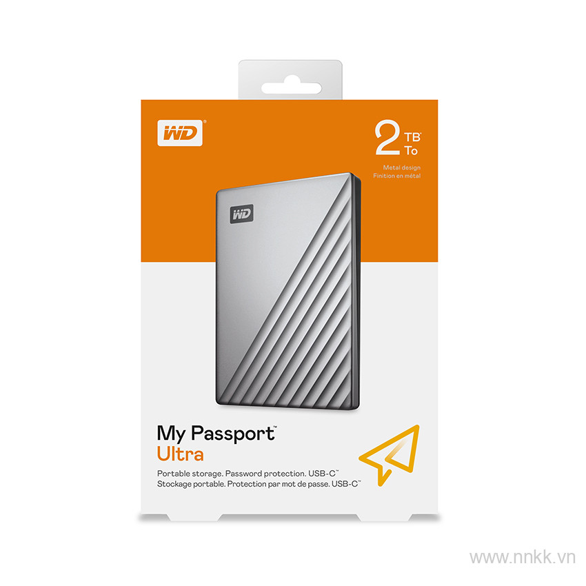 Ổ cứng di động WD My Passport Ultra 2TB, màu bạc