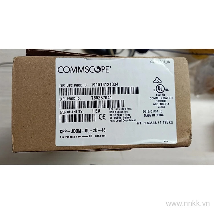 Patch Panel 48 cổng COMMSCOPE UTP, Cat.5e, SL110, RJ45, 2U, thẳng