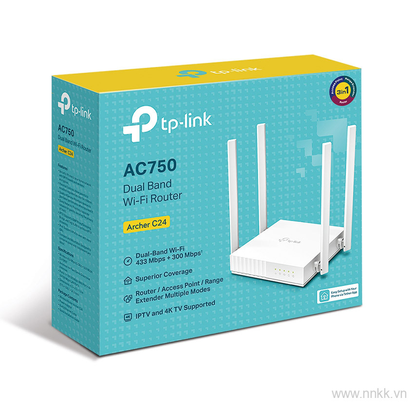 Bộ phát wifi TP-Link  Archer C24 tốc độ AC750Mbps