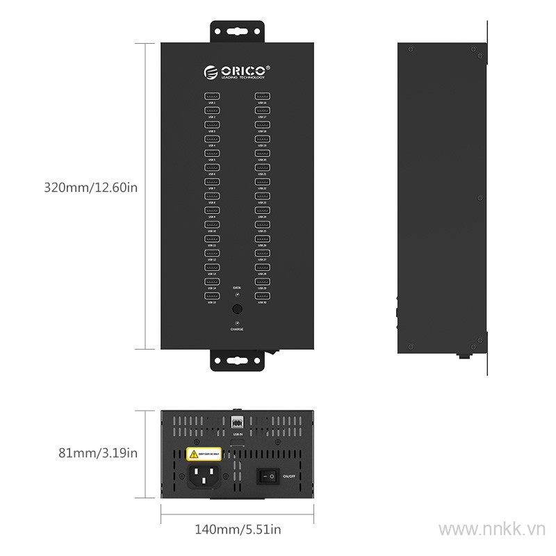 Bộ chia USB HUB đầu ra 30 cổng USB 2.0 Type A ,Orico IH30P-EU-BK 