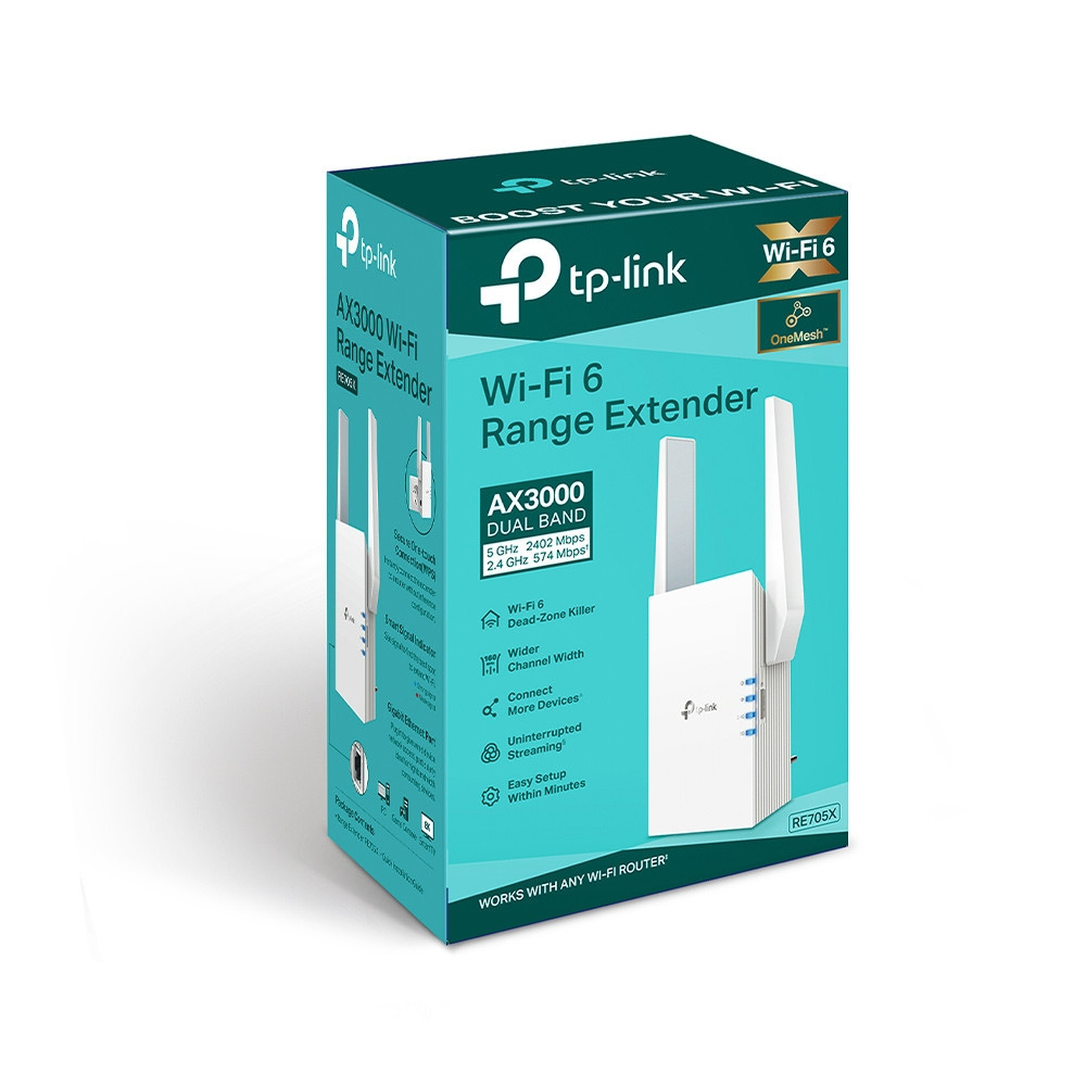 Bộ Mở Rộng Sóng Wi-Fi 6 AX3000 TP-Link RE705X | Tốc Độ 3Gbps, Hỗ Trợ EasyMesh, Cổng Gigabit