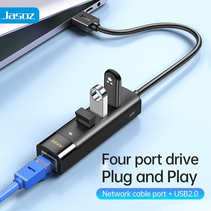 Jasoz t-f116 card mạng usb to lan 10/100 + hub 3 cổng usb 2.0 – bảo hành 18 tháng