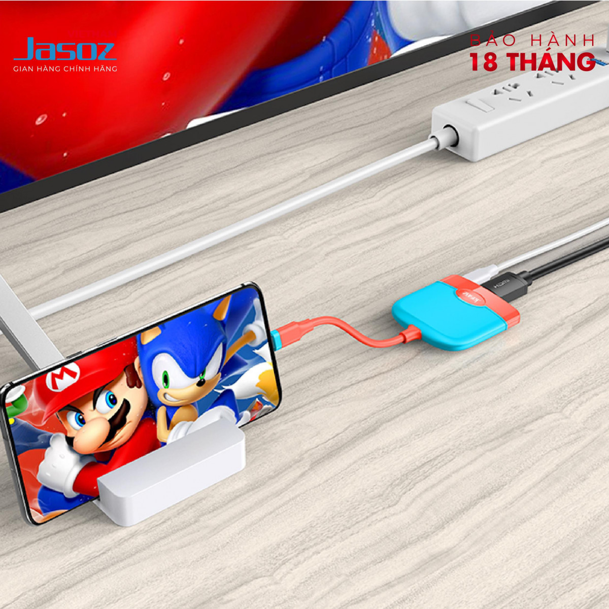 Bộ chuyển đổi type-c sang hdmi usb 3.0 pd 100w jasoz h106 3 trong 1 chính hãng