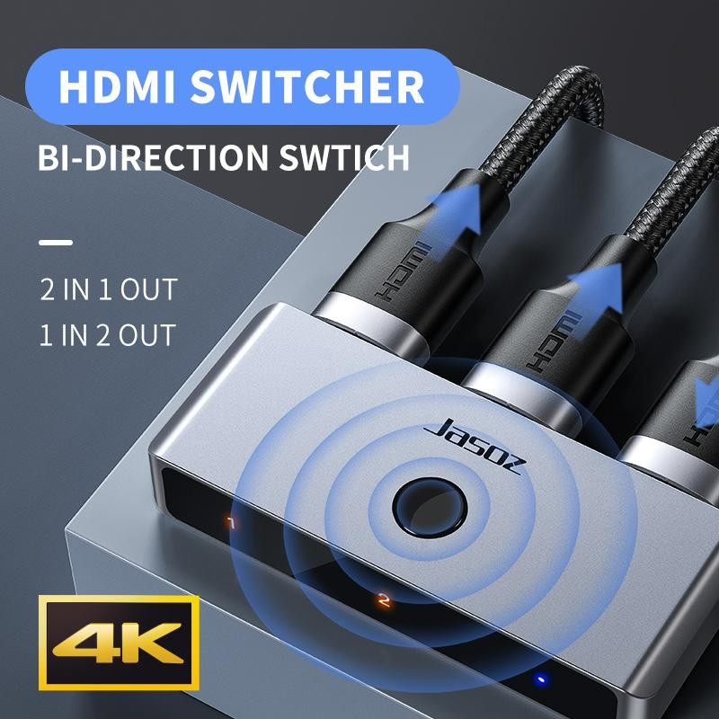 Công tắc Switch HDMI hai chiều Jasoz T-G175 3 cổng | Hỗ trợ 8K 60Hz, 4K 60Hz | Điều khiển từ xa