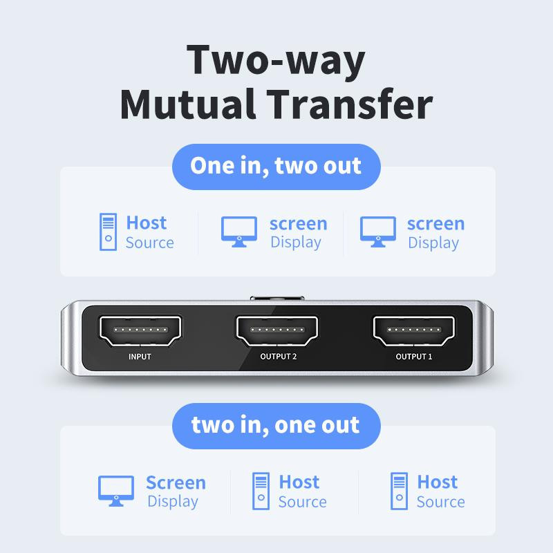 Công tắc Switch HDMI hai chiều Jasoz T-G175 3 cổng | Hỗ trợ 8K 60Hz, 4K 60Hz | Điều khiển từ xa