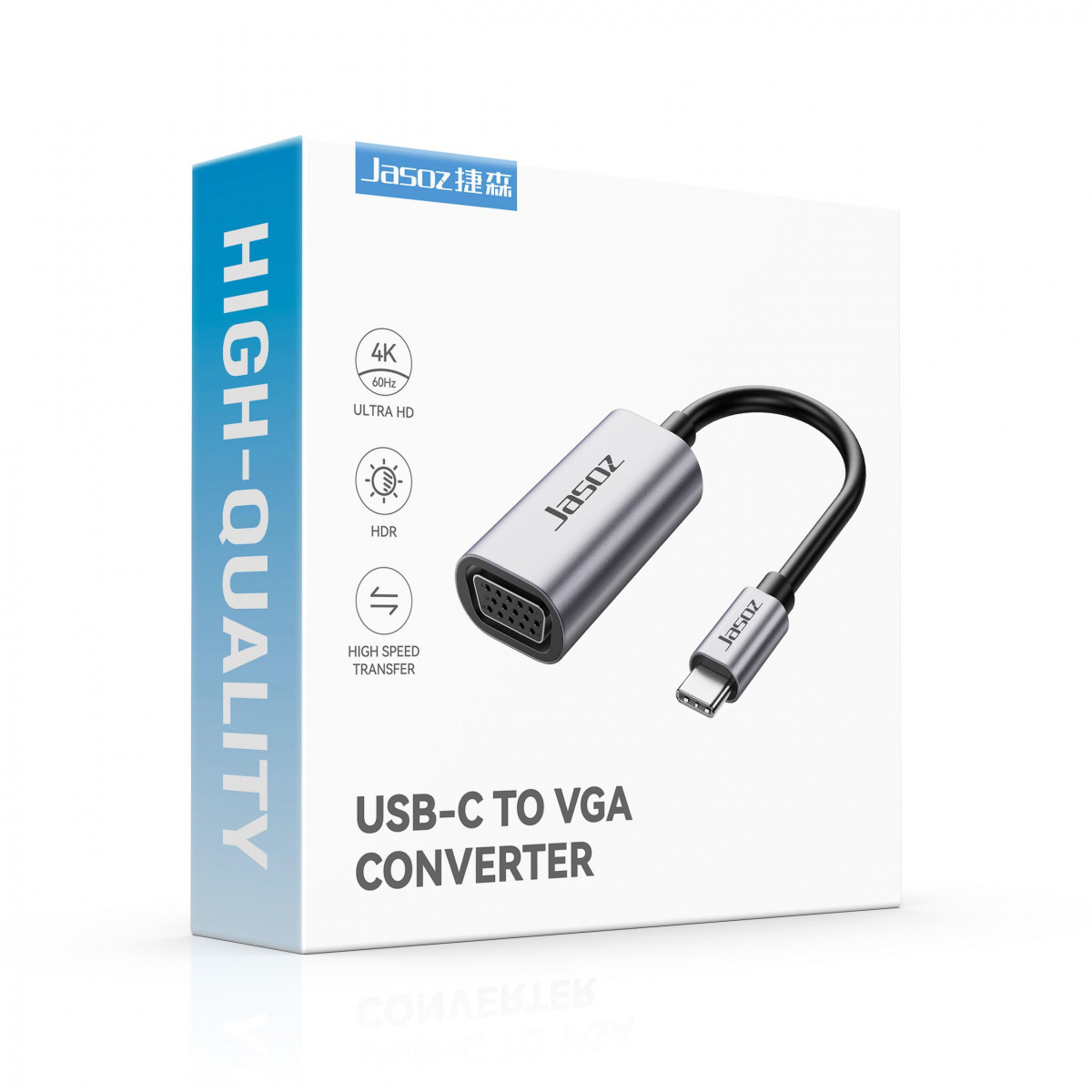 Bộ chuyển đổi USB Type-C sang VGA 15 Pin 1080P 60Hz | Chip Realtek RTD2169 | Vỏ nhôm ABS
