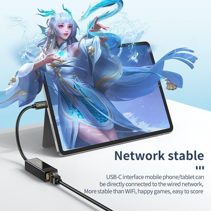 Bộ chuyển đổi mạng USB Type-C sang RJ45 Gigabit LAN Jasoz T-F114 | 1000Mbps | Chip RTL8153