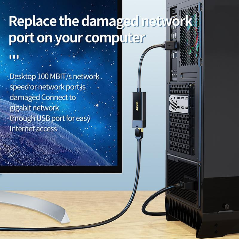Bộ chuyển đổi mạng USB Type-C sang RJ45 Gigabit LAN Jasoz T-F114 | 1000Mbps | Chip RTL8153