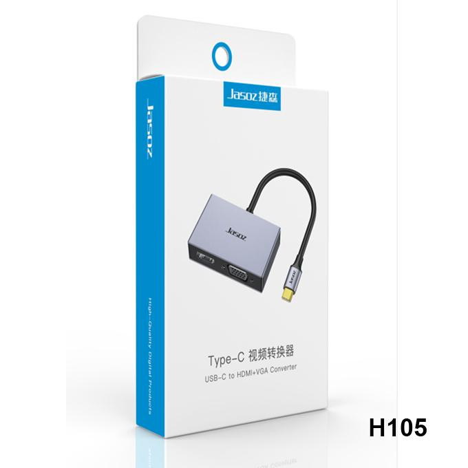 Bộ chuyển đổi Type-C ra HDMI + VGA 2 trong 1 | Chip Realtek EP9631G | Xuất hình đồng thời