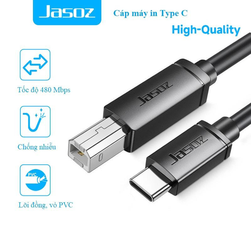 Cáp in USB Type-C Jasoz 480Mbps | Lõi đồng | Chống nhiễu | Bảo hành 18 tháng
