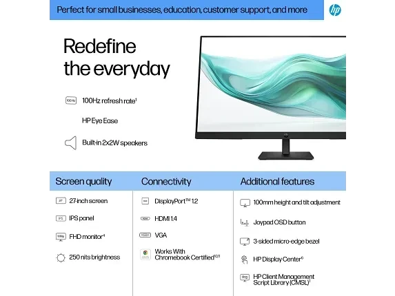 HP Series 3 Pro 327pf 27 inch IPS FHD | VGA HDMI DP | Màn hình văn phòng chuyên nghiệp