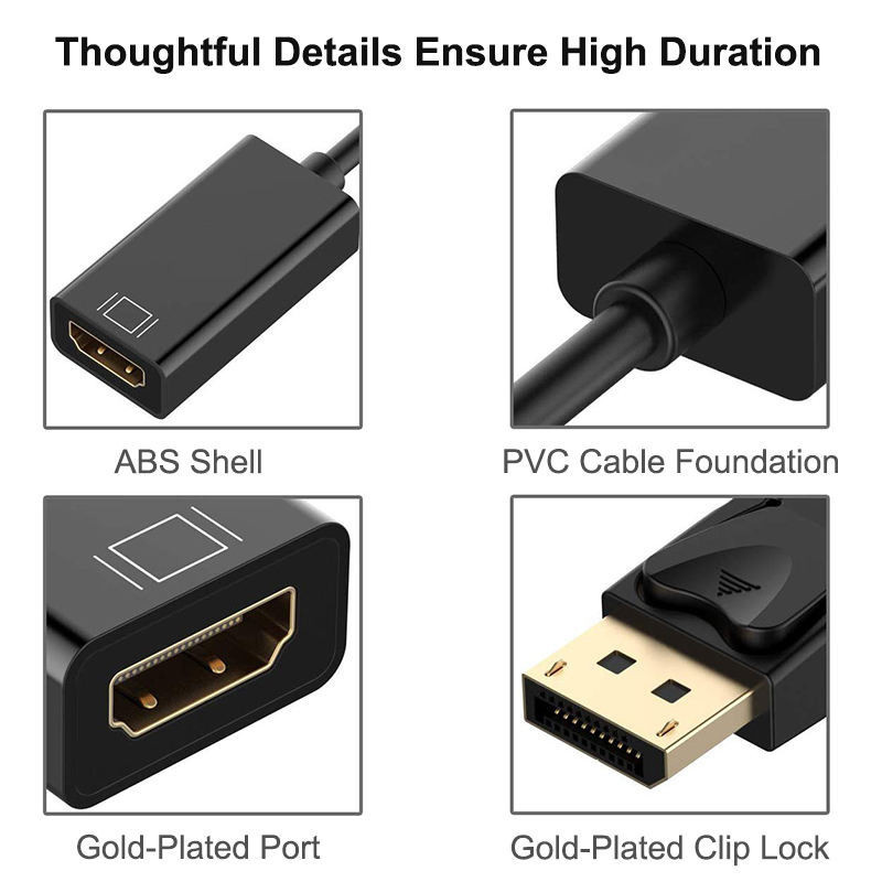 Bộ Chuyển Đổi DisplayPort Sang HDMI 4K 60Hz – Adapter DP to HDMI Xuất Hình & Âm Thanh Cho PC, Laptop