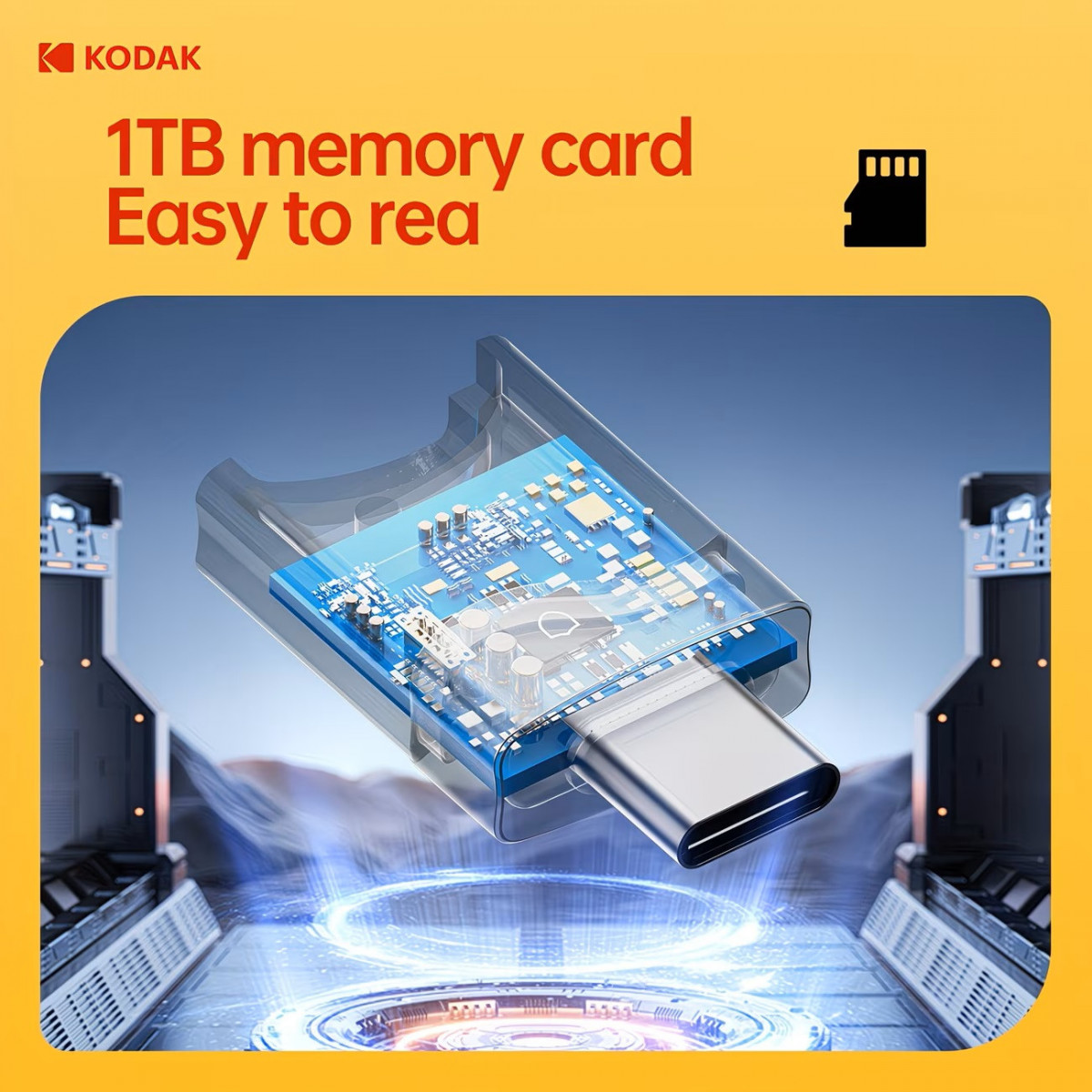 Đầu đọc thẻ nhớ Type-C 3.0 Kodak T330 – Card Reader TF / MicroSD hỗ trợ đến 2TB, truyền dữ liệu tốc độ cao cho laptop, MacBook, điện thoại