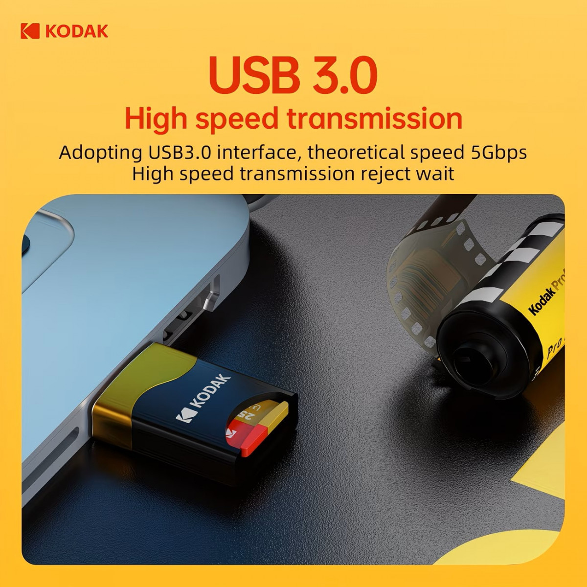 Đầu đọc thẻ nhớ Type-C 3.0 Kodak T330 – Card Reader TF / MicroSD hỗ trợ đến 2TB, truyền dữ liệu tốc độ cao cho laptop, MacBook, điện thoại