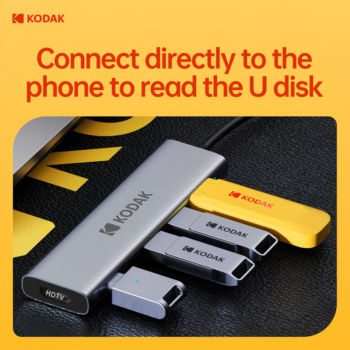 Hub chuyển đổi Type-C 6 trong 1 Kodak T340 – HDMI 4K, USB 3.0 x3, Type-C Data, PD 100W cho MacBook, laptop, điện thoại