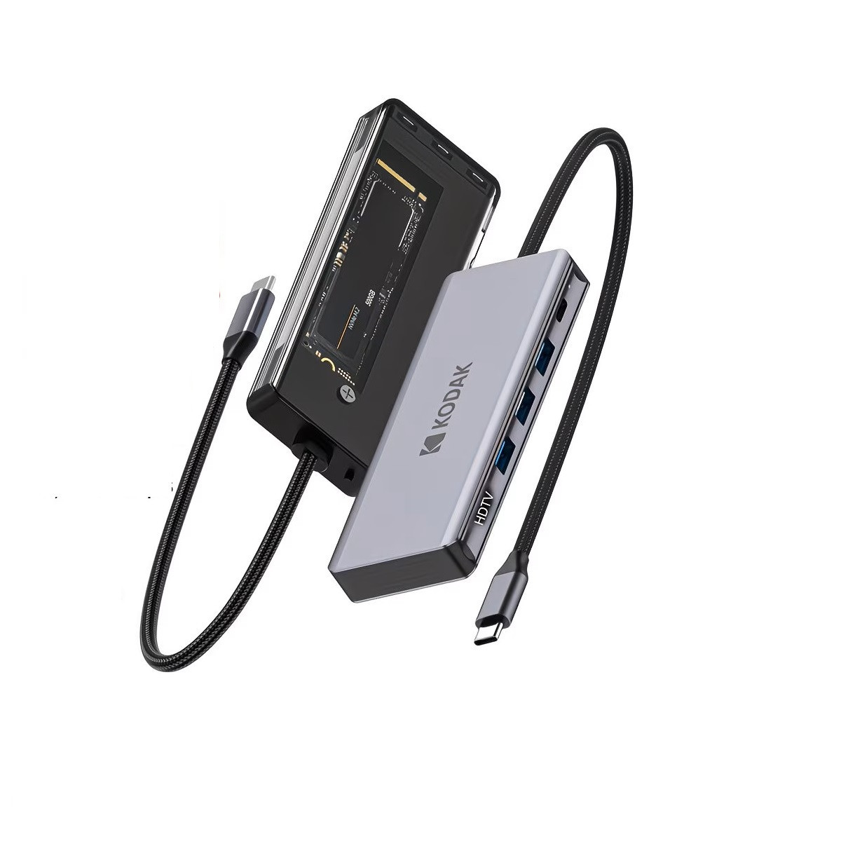 Hub Kodak T344 6-in-1 Type-C Dock HDMI 4K PD 100W + Khe SSD M.2 NVMe 10Gbps – Bộ Chia USB-C Đa Năng Cho Laptop MacBook