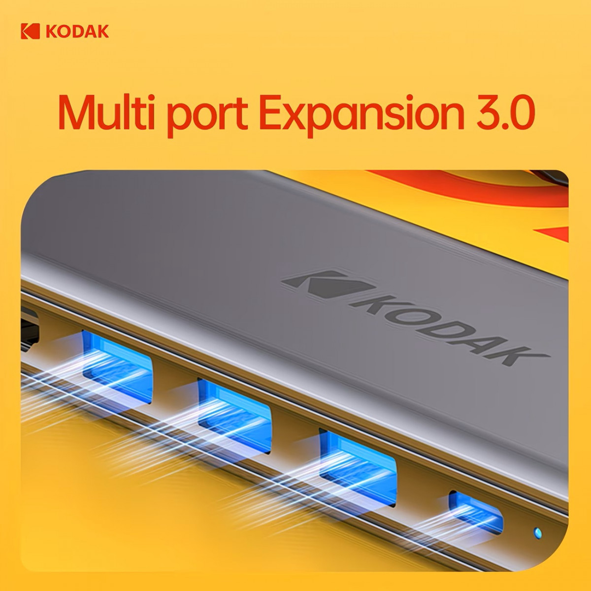Hub Kodak T344 6-in-1 Type-C Dock HDMI 4K PD 100W + Khe SSD M.2 NVMe 10Gbps – Bộ Chia USB-C Đa Năng Cho Laptop MacBook