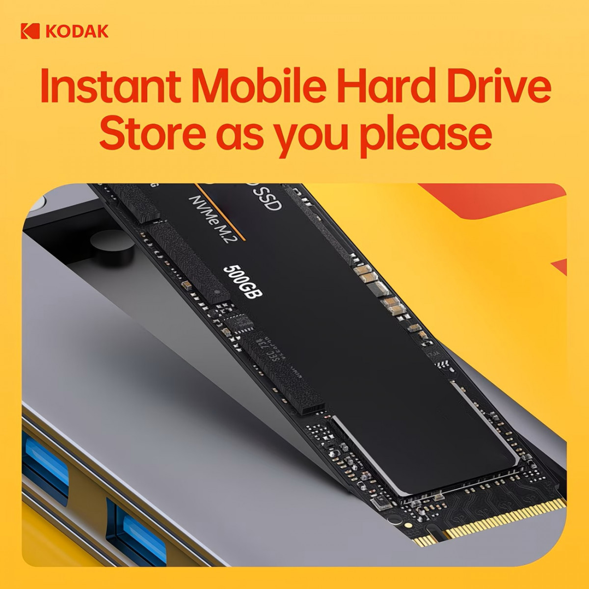 Hub Kodak T344 6-in-1 Type-C Dock HDMI 4K PD 100W + Khe SSD M.2 NVMe 10Gbps – Bộ Chia USB-C Đa Năng Cho Laptop MacBook