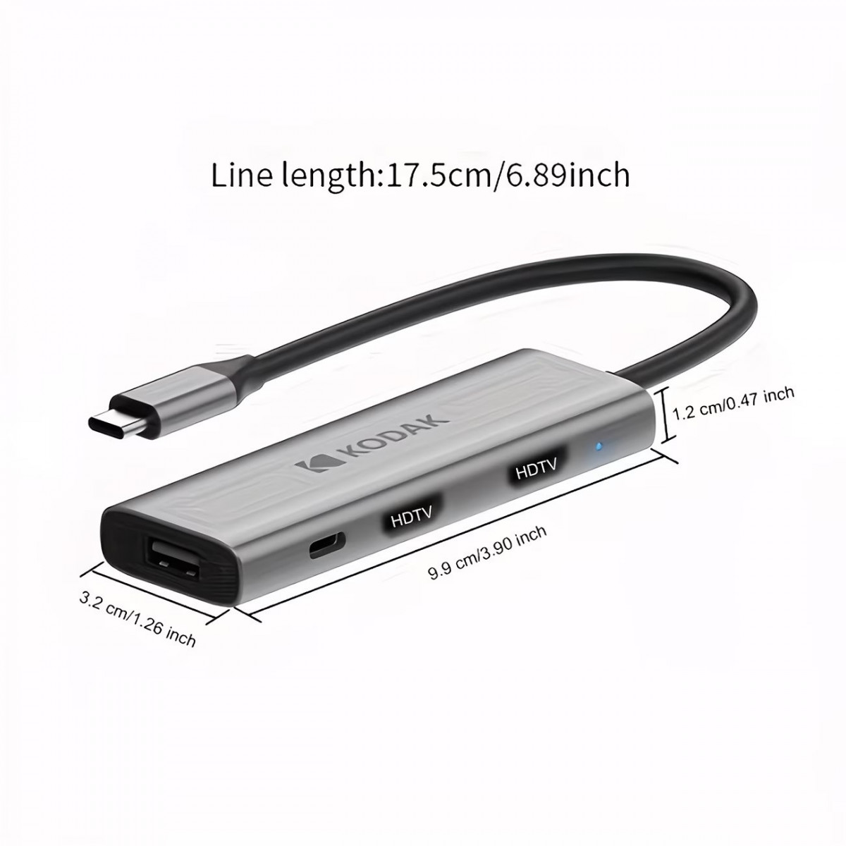 Hub USB-C Kodak T346 4-in-1 – Docking Station Type-C Sang 2 HDMI 4K + USB 2.0 + Sạc PD 100W Cho Laptop MacBook
